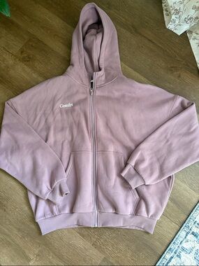 Comfrt Dusty Mauve Zip-Up Hoodie